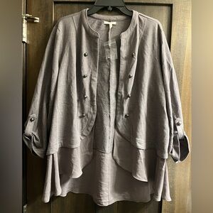 Maurices Charcoal Women's Buttoned Cape Blazer